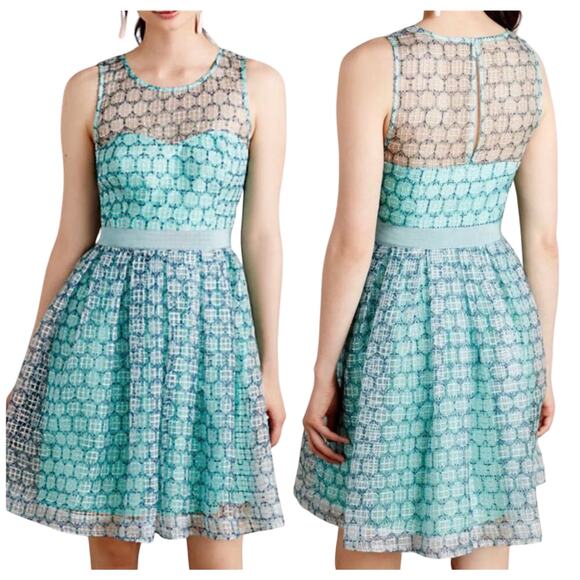 Anthropologie Dresses & Skirts - Moulinette Soeurs Chasia Icy Blue Embroidered Organza Fit And Flare Dress 4